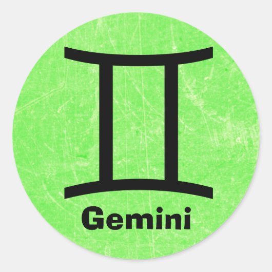 Tweelingen Zodiac Horoscoop Teken Lime Groene Stic Ronde Sticker (Voorkant)