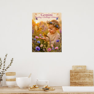Tweelingen Zodiac Kunst Droomachtige Astrologie Poster
