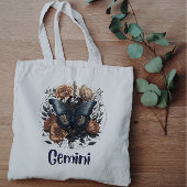 Tweelingen Zodiac  kunst met donkerblauwe tekst Grote Tote Bag