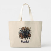 Tweelingen Zodiac kunst met donkerblauwe tekst Grote Tote Bag (Achterkant)