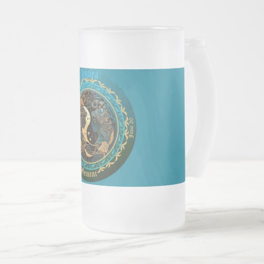 Tweelingen zodiac  matglas bierpul (Voorkant rechts)