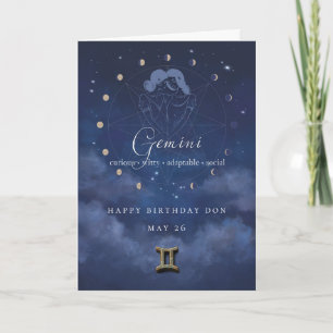 Tweelingen Zodiac Persoonlijke Verjaardagskaart Kaart