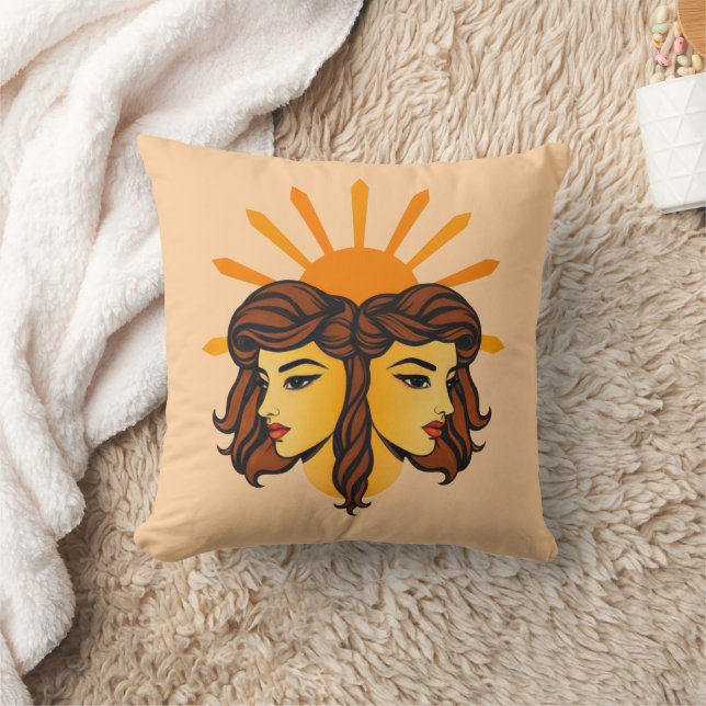 Tweelingen Zodiac Retro Kunst Kussen (Deken)