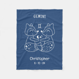 Tweelingen Zodiac Sternaam GeboorteDatum Blauw Bab Fleece Deken