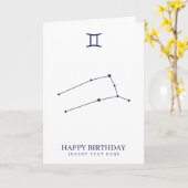 Tweelingen Zodiac Sterrenbeeld Aangepaste Verjaard Kaart (Gele Bloem)