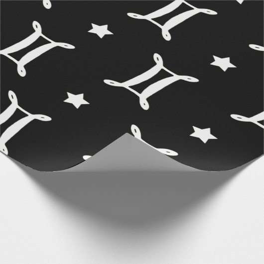 Tweelingen Zodiac Symbool en Sterren Patroon Cadeaupapier (Hoek)