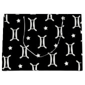 Tweelingen Zodiac Symbool en Sterren Patroon Groot Cadeauzakje (Voorkant)