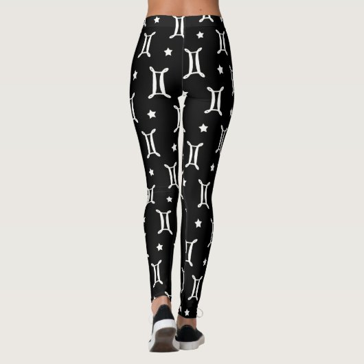 Tweelingen Zodiac Symbool en Sterren Patroon Leggings (Achterkant)
