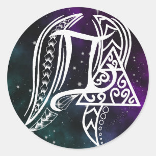 Tweelingen zodiac symbool met tribal lijn art ronde sticker