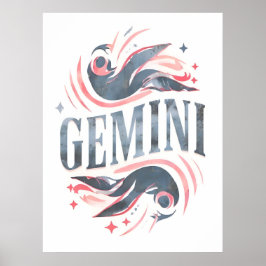  Tweelingen Zodiac Teken Whimsical Illustration Poster