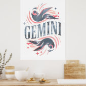  Tweelingen Zodiac Teken Whimsical Illustration Poster (Keuken)