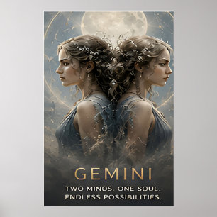 Tweelingen Zodiac Tweeling Hemels Astrologie Symbo Poster
