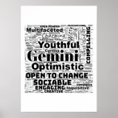 Tweelingen Zodiac Word Cloud Poster (Voorkant)