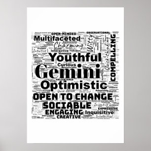 Tweelingen Zodiac Word Cloud Poster
