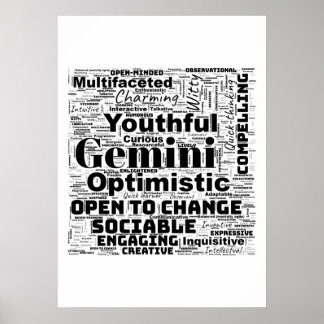 Tweelingen Zodiac Word Cloud Poster