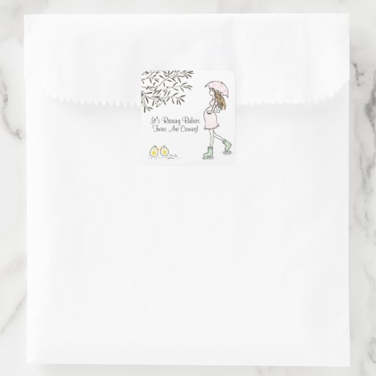 Tweelingen Zwangerschap Aankondiging Vierkante Sticker (Tas)