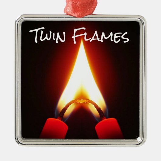 Tweelingflames FIRE Twee werden één Metalen Ornament (Voorkant)