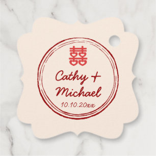 Tweelingfoto Chinees huwelijksstempel logo Bedankjes Labels