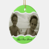 Tweelingfoto Heldergroen Keramisch Ornament (Rechts)