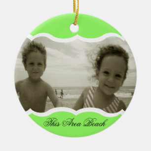 Tweelingfoto Heldergroen Keramisch Ornament