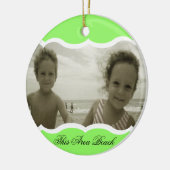 Tweelingfoto Heldergroen Keramisch Ornament (Links)