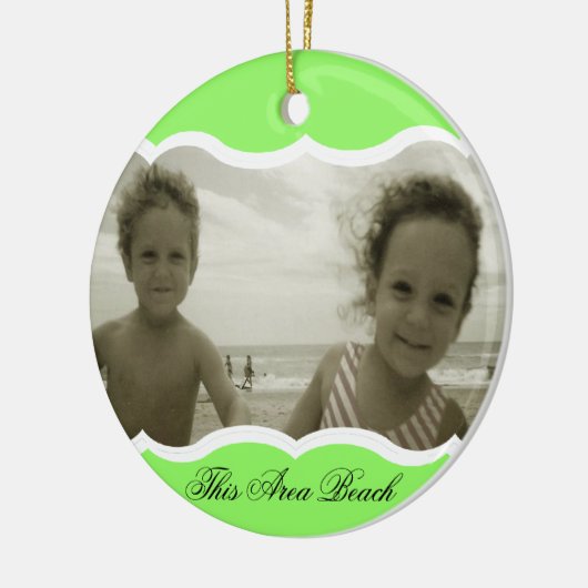 Tweelingfoto Heldergroen Keramisch Ornament (Links)