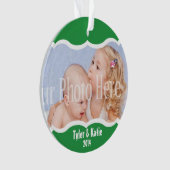 Tweelingfoto Keepsake Groen Ornament (voorkant)