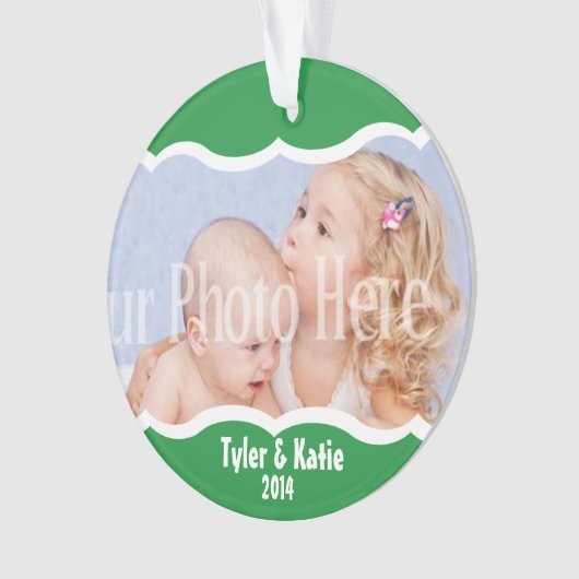 Tweelingfoto Keepsake Groen Ornament (voorkant)