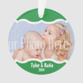 Tweelingfoto Keepsake Groen Ornament (voorkant)