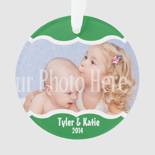 Tweelingfoto Keepsake Groen Ornament (voorkant)