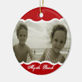 Tweelingfoto rood keramisch ornament (Links)