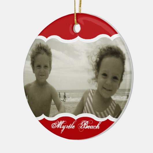 Tweelingfoto rood keramisch ornament (Links)