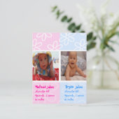 tweelingfotokaart voor baby aankondigingskaart (Staand voorkant)