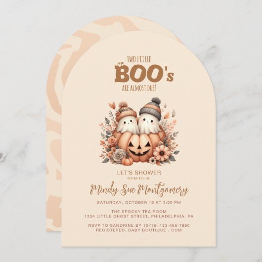 Tweelinggeesten in een pompoen Baby shower uitnodi Kaart (Voorkant / Achterkant)