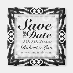 Tweelingharten Zwart Witte Decor Save the Date Mag Magneet