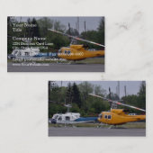 Tweelinghelikopters met bomen op de achtergrond visitekaartje (Voorkant / Achterkant)