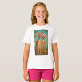 Tweelingherten Cartoon Bos T-shirt (Voorkant volledig)