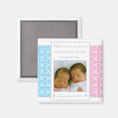 Tweelingjongen en meisje doop gunst - foto magneet (Voorkant / Achterkant)