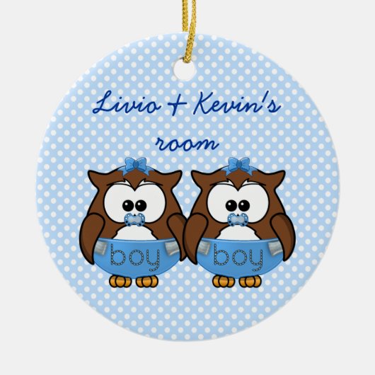 tweelingjongen keramisch ornament (Voorkant)