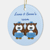 tweelingjongen keramisch ornament (Links)