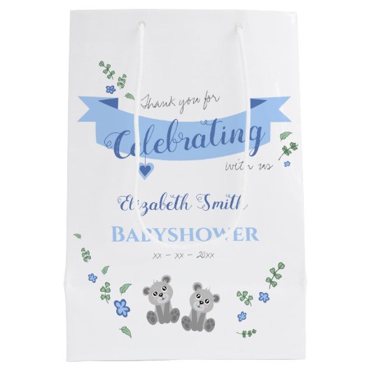 Tweelingjongens baby baby shower medium cadeauzakje (Achterkant)
