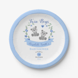 Tweelingjongens baby baby shower papieren bordje