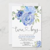 Tweelingjongens baby shower marinesolfloraal kaart (Voorkant)