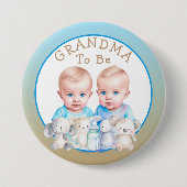 Tweelingjongen's Baby shower oma om te zijn Ronde Button 7,6 Cm (Voorkant)