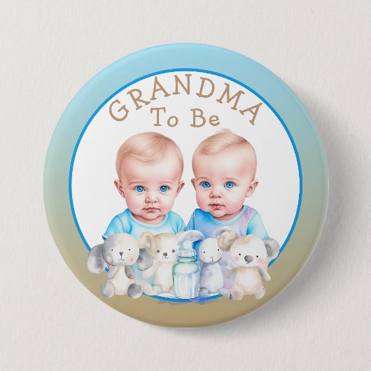 Tweelingjongen's Baby shower oma om te zijn Ronde Button 7,6 Cm (Voorkant)