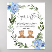 Tweelingjongens dragen teddy diaper-rolbord poster (Voorkant)