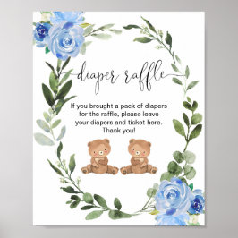 Tweelingjongens dragen teddy diaper-rolbord poster