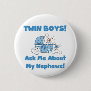 Tweelingjongens vragen naar mijn neefje ronde button 5,7 cm