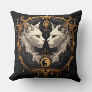 Tweelingkat Yin Yang Beeldhouwwerk Kussen
