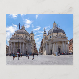 Tweelingkerken op Piazza del Popolo - Rome, Italië Briefkaart
